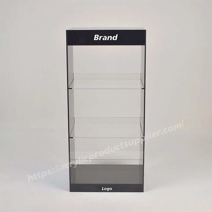 Black 3 Tiers Acrylic Cigarette Display Rack For Smoke Shop
